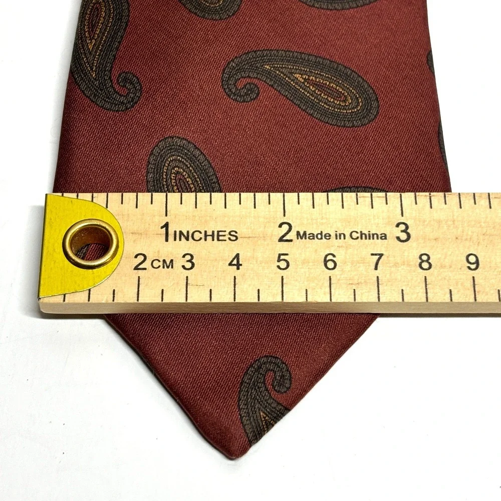 Mallory & Church Paisley Tie Mens OS Burgundy Silk Blend London‎ Ltd Preppy